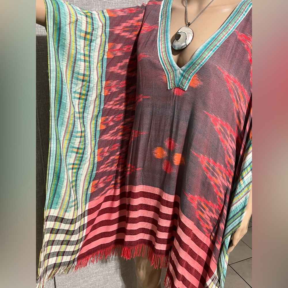 Cleobella Poncho Kaftan/Dress/Swim Cover Pull on~XS~multicolor